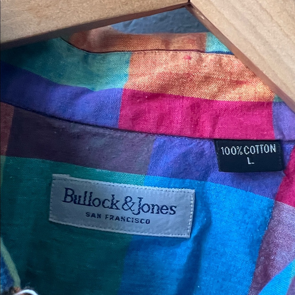 Colorful Plaid Men's Casual Button Down Shirt - Picture 5 of 5